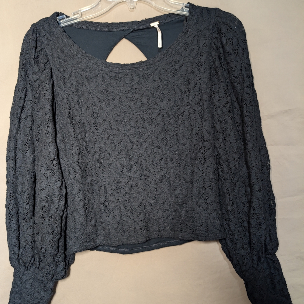 Free People Black Lace Blouse
